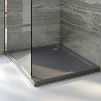 Delphi AquaStone Grey Slate Effect 45mm Stone Resin Square Shower Tray