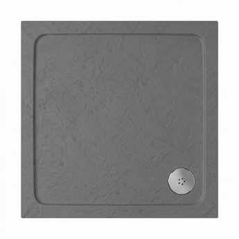 Delphi AquaStone Grey Slate Effect 45mm Stone Resin Square Shower Tray | Product Image