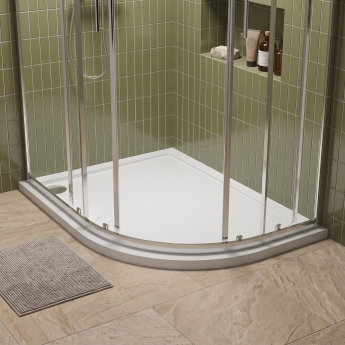 Delphi Aragon Anti-Slip White Stone Resin Offset Quadrant Shower Tray | Product Image