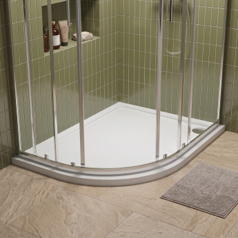 Delphi Aragon Anti-Slip White Stone Resin Offset Quadrant Shower Tray | Product Image