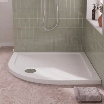 Delphi Aragon Anti-Slip White Stone Resin Quadrant Shower Tray | Product Image