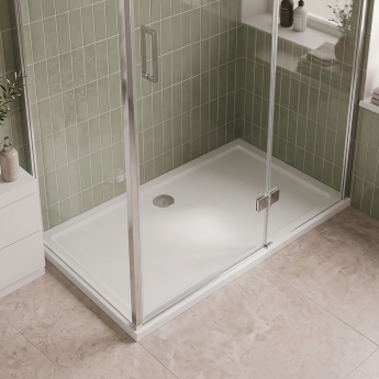 Delphi Aragon Anti-Slip White Stone Resin Rectangular Shower Tray | Product Image
