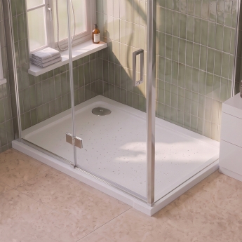 Delphi Aragon Anti-Slip White Stone Resin Rectangular Shower Tray | Product Image