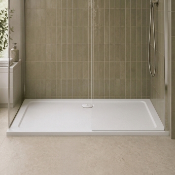 Delphi Aragon Anti-Slip White Stone Resin Rectangular Shower Tray | Product Image