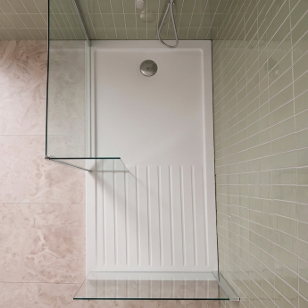 Delphi Aragon Anti-Slip White Stone Resin Walk-In Shower Tray | Product Image