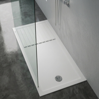 Delphi Aragon Anti-Slip White Stone Resin Walk-In Shower Tray | Product Image