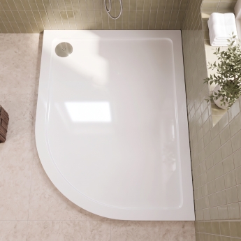 Delphi Aragon White Stone Resin Offset Quadrant Shower Tray | Product Image