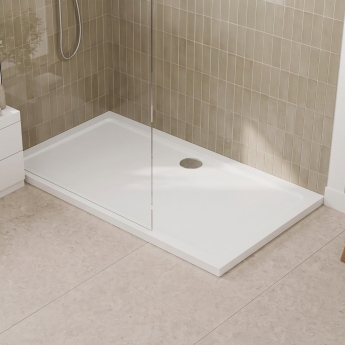 Delphi Aragon White Stone Resin Rectangular Shower Tray | Product Image