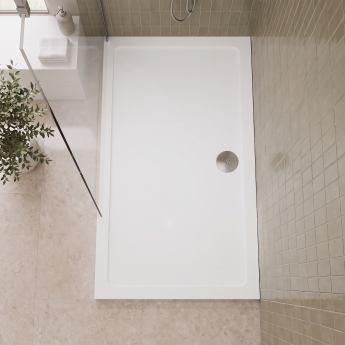 Delphi Aragon White Stone Resin Rectangular Shower Tray | Product Image