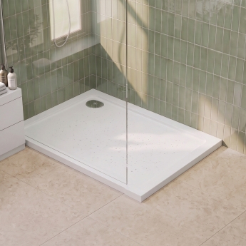 Delphi Aragon White Stone Resin Rectangular Shower Tray | Product Image
