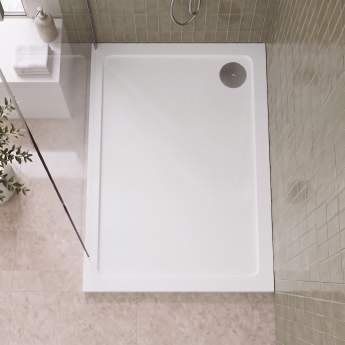 Delphi Aragon White Stone Resin Rectangular Shower Tray | Product Image