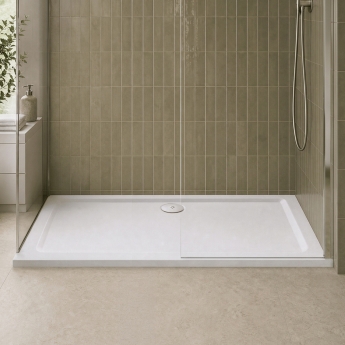 Delphi Aragon White Stone Resin Rectangular Shower Tray | Product Image