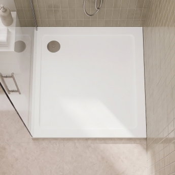Delphi Aragon White Stone Resin Square Shower Tray | Product Image