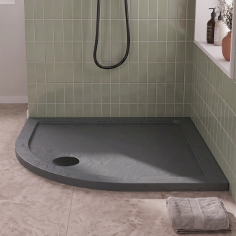 Delphi Aragon Slate Grey Effect Stone Resin Quadrant Shower Tray | Product Image