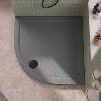 Delphi Aragon Slate Grey Effect Stone Resin Quadrant Shower Tray | Product Image