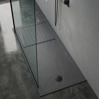 Delphi Aragon Slate Grey Effect Stone Resin Walk-In Shower Tray | Product Image
