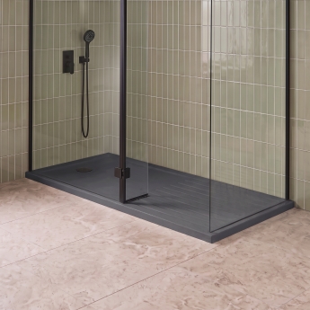 Delphi Aragon Slate Grey Effect Stone Resin Walk-In Shower Tray | Product Image