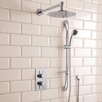 Delphi Atom Chrome Dual Concealed Shower Set with Fixed Head and Slide Rail Kit | Product Image