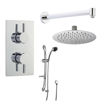 Delphi Atom Chrome Dual Concealed Shower Set with Fixed Head and Slide Rail Kit | Product Image