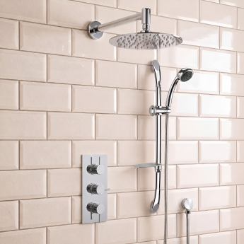 Delphi Atom Chrome Triple Concealed Shower Set with Fixed Head and Slide Rail Kit | Product Image