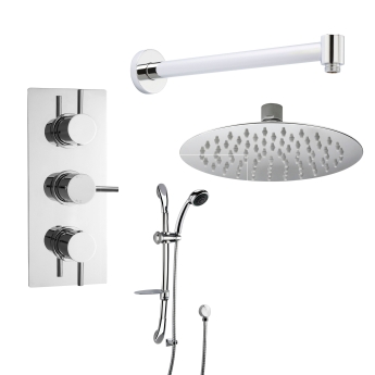 Delphi Atom Chrome Triple Concealed Shower Set with Fixed Head and Slide Rail Kit | Product Image