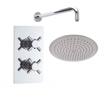 Delphi Axiom Crosshead Chrome Dual Concealed Shower Set with Large Drencher Head | Product Image