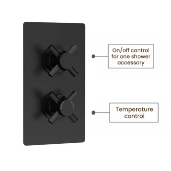 Delphi Axiom Crosshead Matt Black Dual Concealed Shower Set with Fixed Head | Product Image