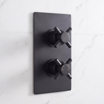 Delphi Axiom Crosshead Matt Black Dual Concealed Shower Set with Fixed Head | Product Image