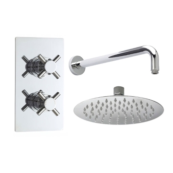 Delphi Axiom Crosshead Chrome Dual Concealed Shower Set with Fixed Head | Product Image