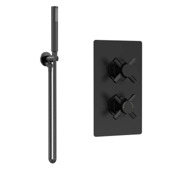 Delphi Axiom Crosshead Matt Black Dual Concealed Shower Set with Handset and Bracket | Product Image