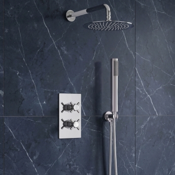 Delphi Axiom Crosshead Chrome Dual Concealed Shower Set with Large Drencher Head and Handset | Product Image