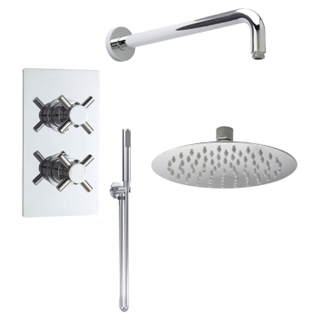 Delphi Axiom Crosshead Chrome Dual Concealed Shower Set with Fixed Head and Handset | Product Image