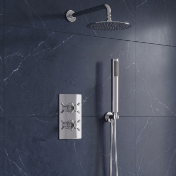 Delphi Axiom Crosshead Chrome Dual Concealed Shower Set with Fixed Head and Handset | Product Image