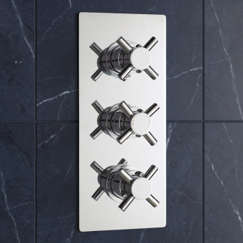 Delphi Axiom Crosshead Chrome Triple Concealed Shower Set with Large Drencher Head and Slide Rail Kit | Product Image