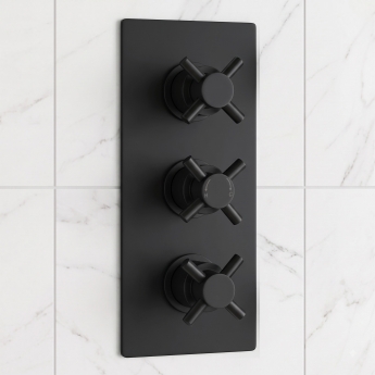 Delphi Axiom Crosshead Matt Black 2-Outlet Triple Concealed Shower Valve | Product Image