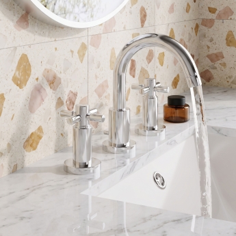 Delphi Axiom Crosshead Chrome 3-Hole Basin Mixer Tap (inc Pop-Up Waste) | Product Image