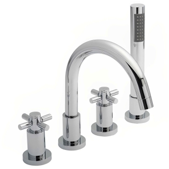 Delphi Axiom Crosshead Chrome Swivel Spout 4-Hole Bath Shower Mixer Tap (inc Kit) | Product Image