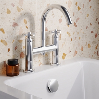 Delphi Axiom Crosshead Chrome Swivel Spout Pillar Mounted Bath Filler Tap | Product Image