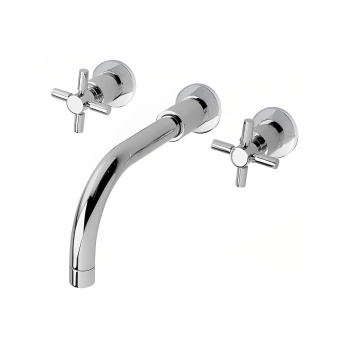Delphi Axiom Crosshead Chrome 3-Hole Wall Mounted Basin Mixer Tap | Product Image