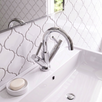 Delphi Axiom Dual Lever Chrome Swivel Spout Mono Basin Mixer Tap (inc Press Top Waste) | Product Image