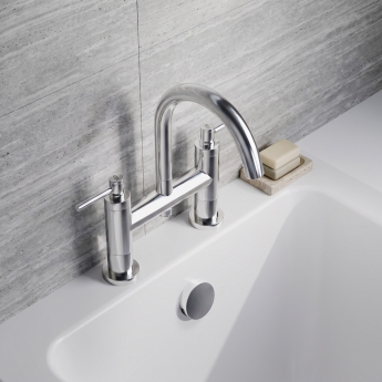Delphi Axiom Dual Lever Chrome Swivel Spout Pillar Mounted Bath Filler Tap | Product Image