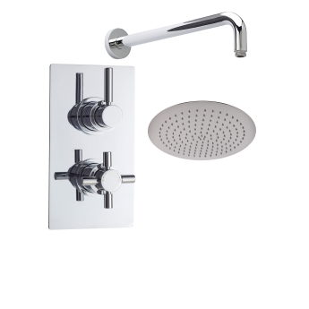 Delphi Axiom Lever Chrome Dual Concealed Shower Set with Large Drencher Head | Product Image