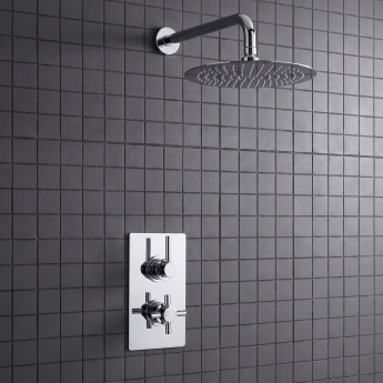 Delphi Axiom Lever Chrome Dual Concealed Shower Set with Large Drencher Head | Product Image