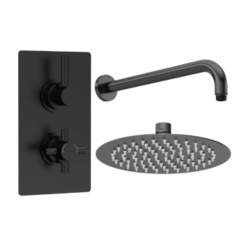 Delphi Axiom Lever Matt Black Dual Concealed Shower Set with Fixed Head | Product Image