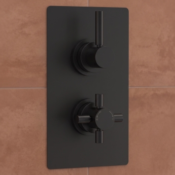 Delphi Axiom Lever Matt Black Dual Concealed Shower Set with Fixed Head | Product Image