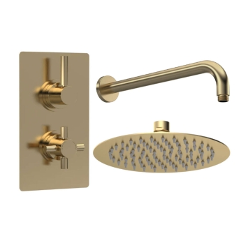 Delphi Axiom Lever Brushed Brass Dual Concealed Shower Set with Fixed Head | Product Image