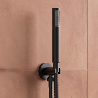 Delphi Axiom Lever Matt Black Dual Concealed Shower Set with Handset and Bracket | Product Image