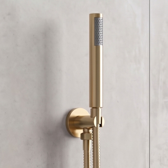 Delphi Axiom Lever Brushed Brass Dual Concealed Shower Set with Handset and Bracket | Product Image