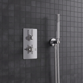 Delphi Axiom Lever Chrome Dual Concealed Shower Set with Handset and Bracket | Product Image