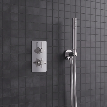 Delphi Axiom Lever Chrome Dual Concealed Shower Set with Handset and Bracket | Product Image